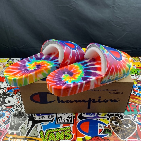 Champion Rainbow Tie Dye Slides 7 Womens - Picture 2 of 9